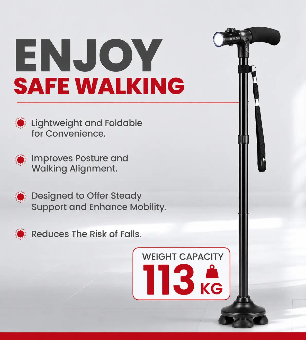 Lumova Pivot Walking Stick with Led Light