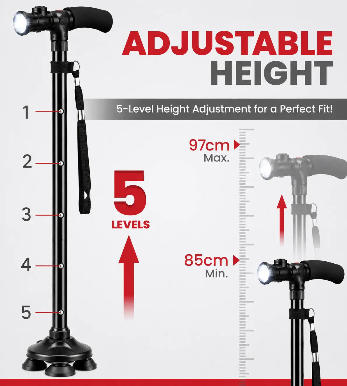 Lumova Pivot Walking Stick with Led Light