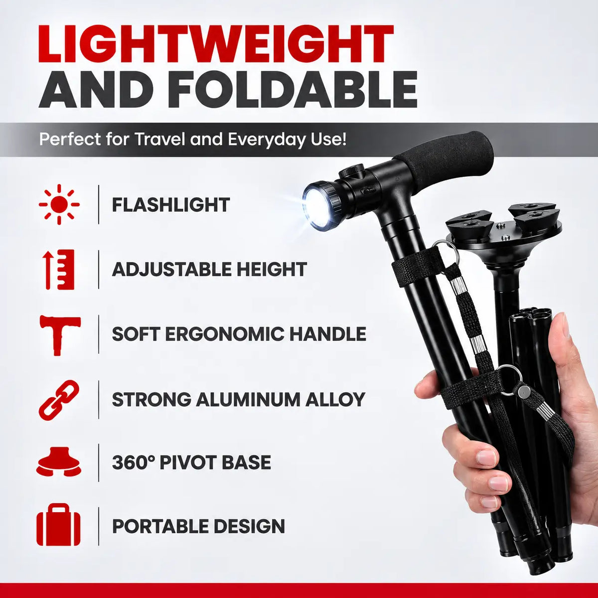 Lumova Pivot Walking Stick with Led Light